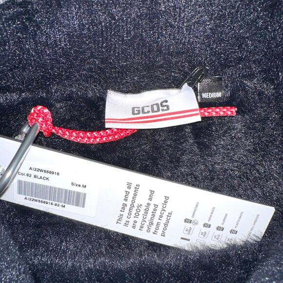 NWT GCDS Crystal Logo Brushed Fuzzy Black Mini Skirt MEDIUM - Picture 5 of 9